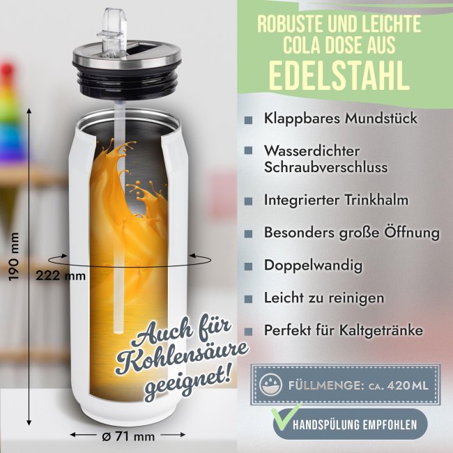 Cola-Dose - Schulkind Eichh&ouml;rnchen - mit Name &amp; Jahr - Wei&szlig; 420 ml