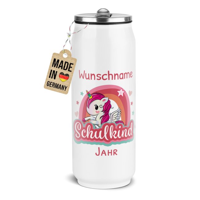 Cola-Dose - Schulkind Einhorn - mit Name &amp; Jahr - Wei&szlig; 420 ml