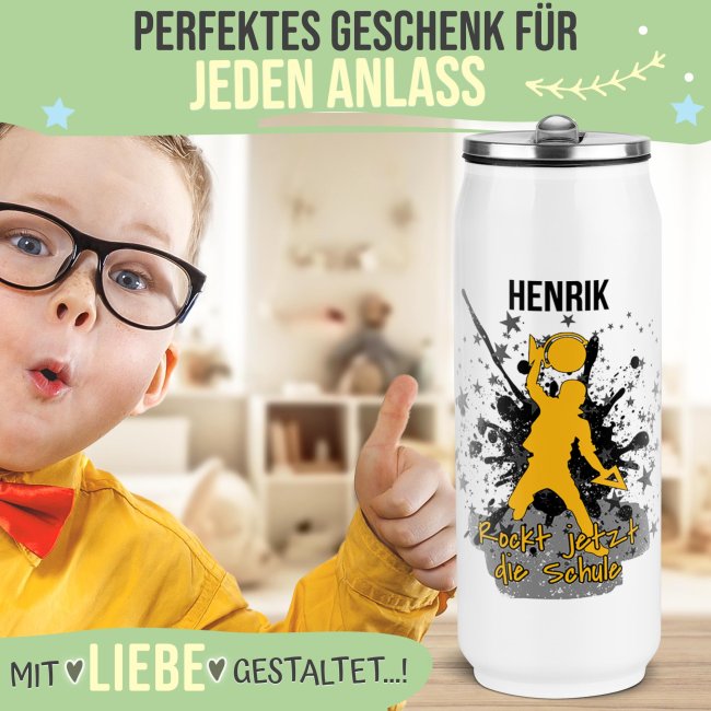 Cola-Dose - Rockt die Schule Junge - mit Name - Wei&szlig; 420 ml