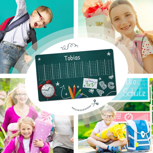 Schreibtischunterlage f&uuml;r Kinder - Tafel mit kleinem 1x1 - mit Name personalisierbar - 60 x 35 cm
