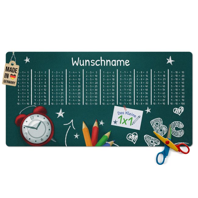 Schreibtischunterlage f&uuml;r Kinder - Tafel mit kleinem 1x1 - mit Name personalisierbar - 80 x 40 cm