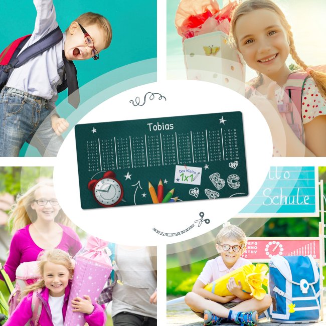 Schreibtischunterlage f&uuml;r Kinder - Tafel mit kleinem 1x1 - mit Name personalisierbar - 80 x 40 cm