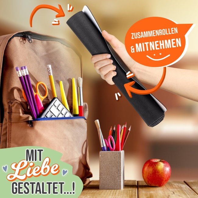 Schreibtischunterlage f&uuml;r Kinder - Weltkarte Tiere - mit Name personalisierbar - 60 x 35 cm