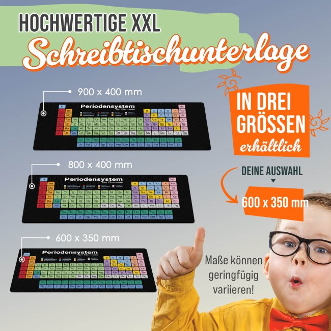 Schreibtischunterlage f&uuml;r Kinder - Periodensystem - 60 x 35 cm