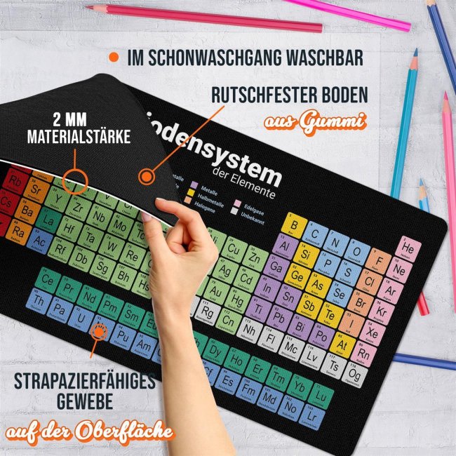 Schreibtischunterlage f&uuml;r Kinder - Periodensystem - 60 x 35 cm