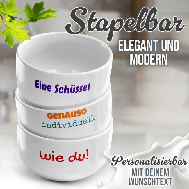 M&uuml;slischale mit Wunschtext bedrucken - &Oslash; 13 cm, Keramik