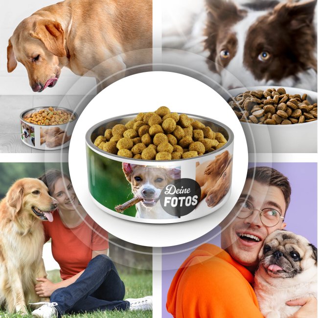 Hundenapf mit Collage f&uuml;r 3 Fotos - Edelstahl 1500ml