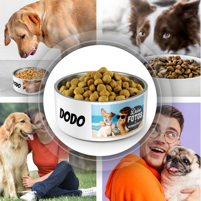 Hundenapf mit Collage f&uuml;r 2 Fotos &amp; Text - Edelstahl 1500 ml