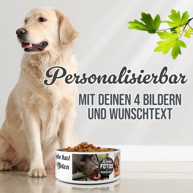 Hundenapf mit Collage f&uuml;r 4 Fotos &amp; Text - Edelstahl 1500 ml