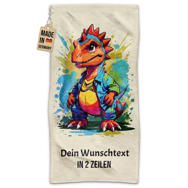Kinder-Handtuch - Dino - mit Name - 140 x 70 cm