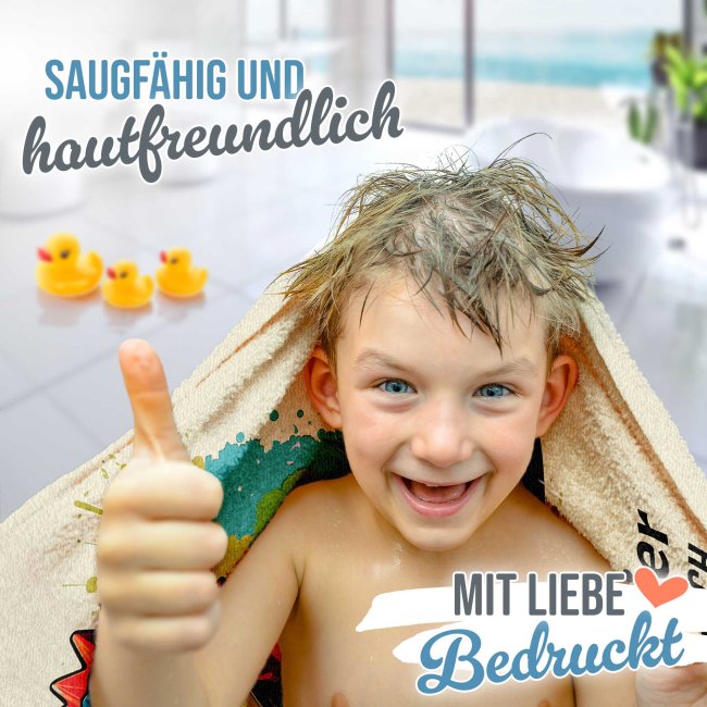 Kinder-Handtuch - Dino - mit Name - 140 x 70 cm