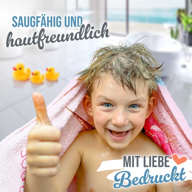 Kinder-Handtuch - Einhorn - mit Name - in zwei Gr&ouml;&szlig;en