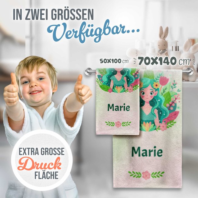 Kinder-Handtuch - Waldfee - mit Name - 140 x 70 cm