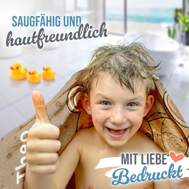 Kinder-Handtuch - B&auml;r - mit Name - 140 x 70 cm
