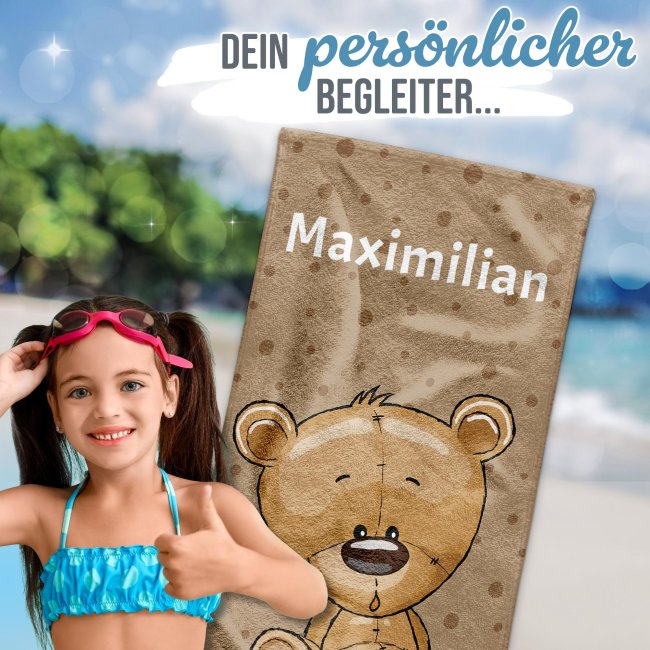 Kinder-Handtuch - B&auml;r - mit Name - 140 x 70 cm