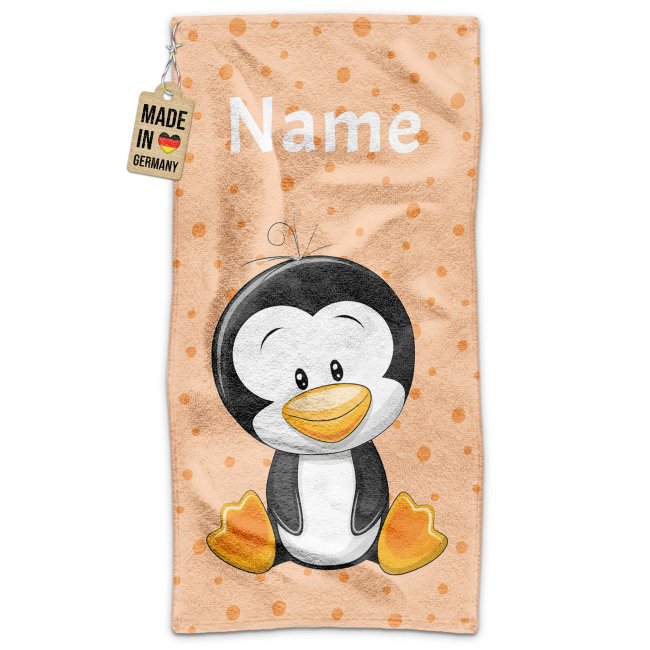 Kinder-Handtuch - Pinguin - mit Name - 140 x 70 cm