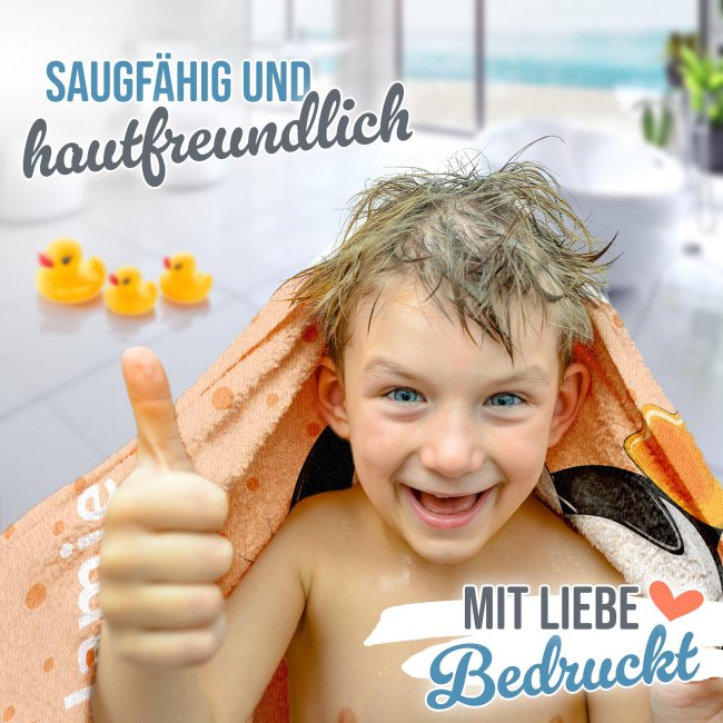 Kinder-Handtuch - Pinguin - mit Name - 140 x 70 cm