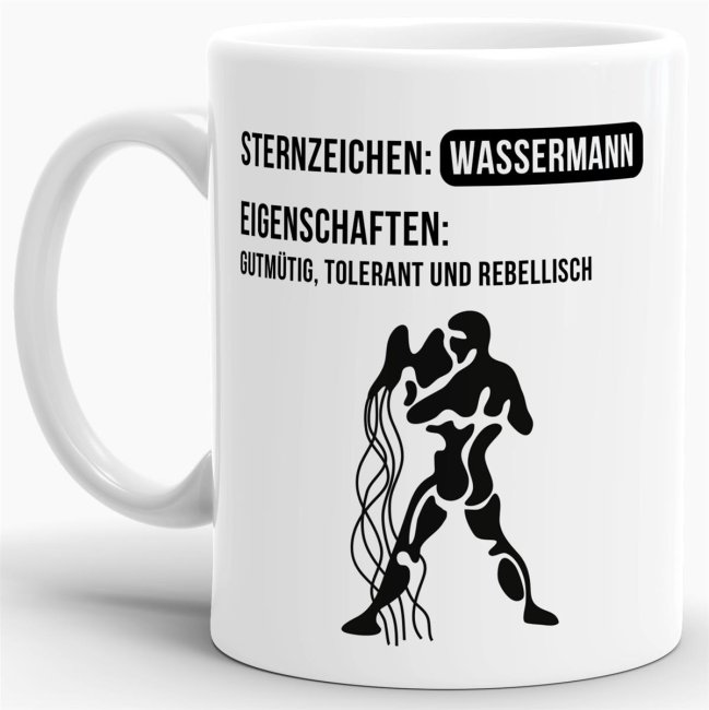 Tasse Tasse mit Spruch Sternzeichen Wassermann Kaffeetasse