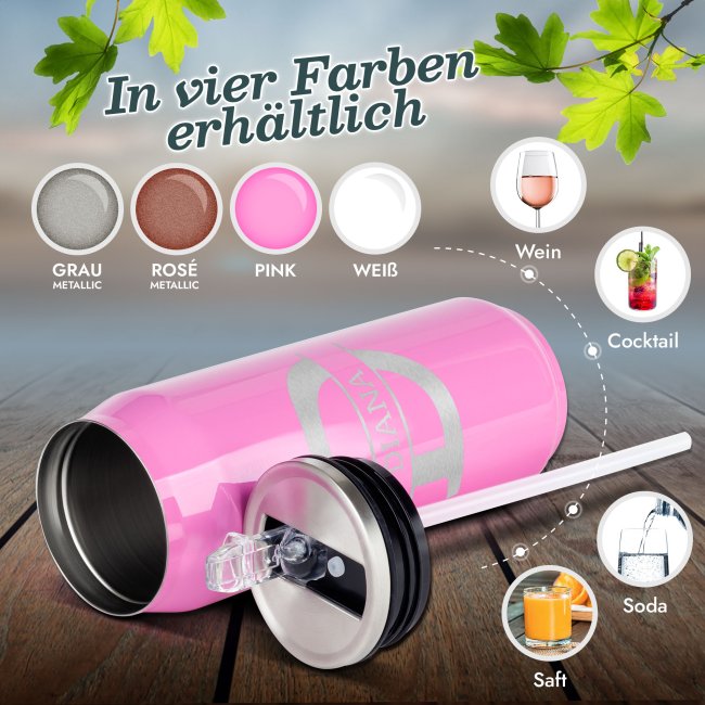 Gravierte Edelstahl-Trinkflasche, Cola-Dose - mit Buchstabe &amp; Name - 4 Farben - 420 ml