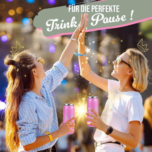 Gravierte Edelstahl-Trinkflasche, Cola-Dose - mit Buchstabe &amp; Name - 4 Farben - 420 ml