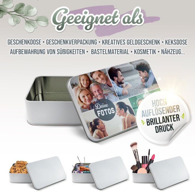 Geschenkdose mit Collage f&uuml;r 4 Fotos - 450 ml