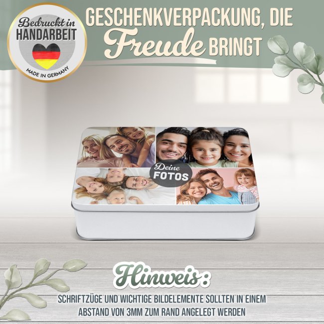 Geschenkdose mit Collage f&uuml;r 4 Fotos - 450 ml