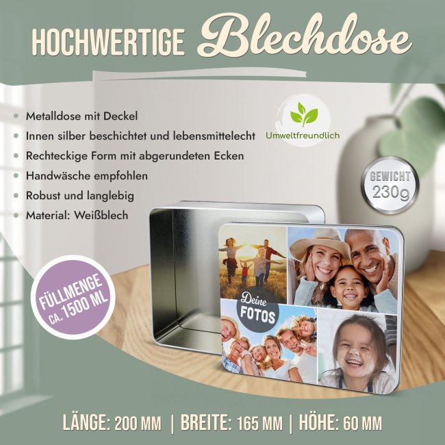 Geschenkdose mit Collage f&uuml;r 4 Fotos - 1500 ml