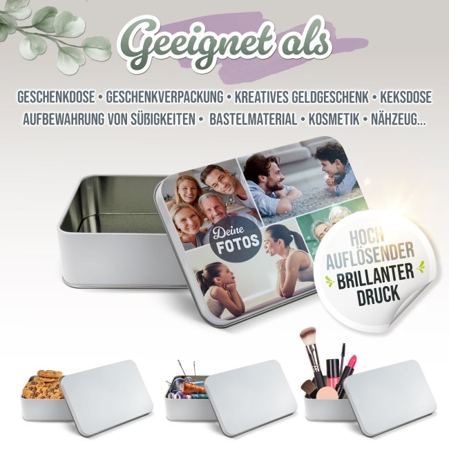 Geschenkdose mit Collage f&uuml;r 4 Fotos - 1500 ml