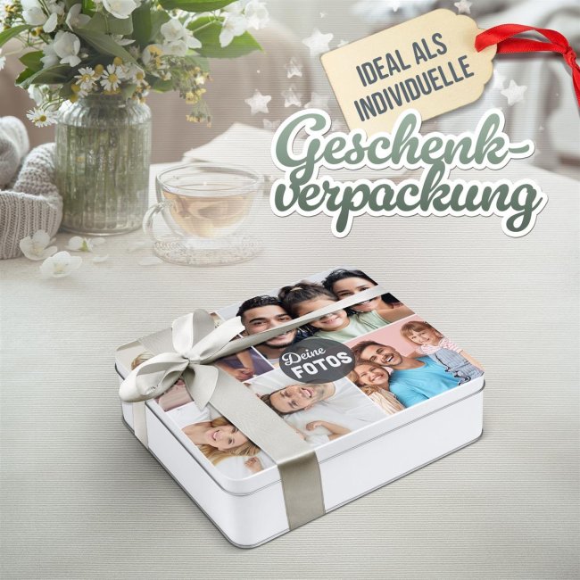 Geschenkdose mit Collage f&uuml;r 4 Fotos - 1500 ml