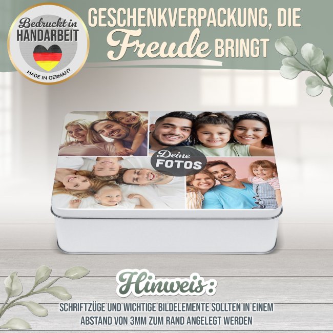 Geschenkdose mit Collage f&uuml;r 4 Fotos - 1500 ml