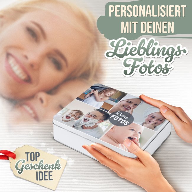 Geschenkdose mit Collage f&uuml;r 4 Fotos - 1500 ml