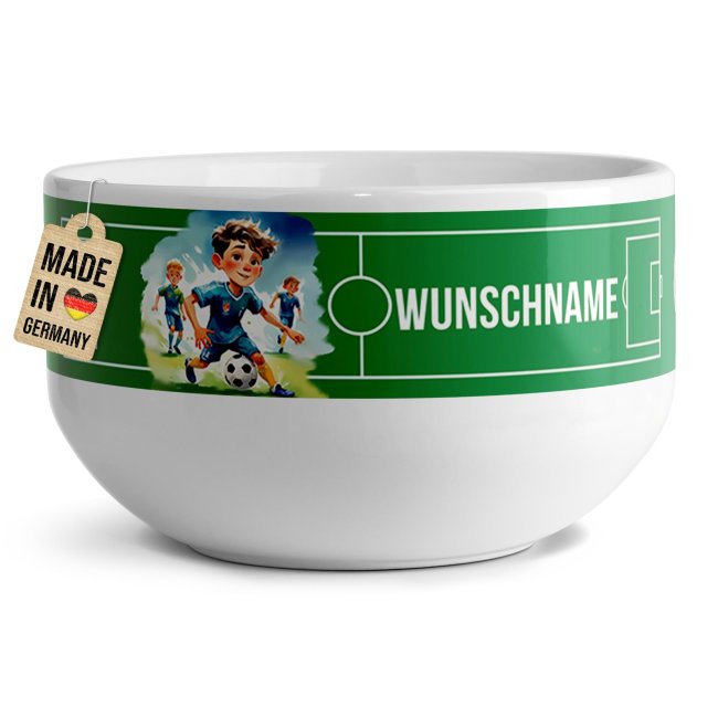 Kinder-M&uuml;slisch&uuml;ssel - Fu&szlig;ball - mit Name - 500 ml