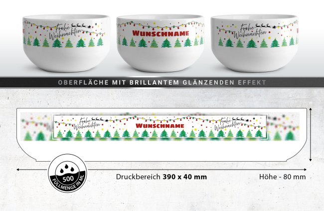 M&uuml;slisch&uuml;ssel - Frohe Weihnachten - mit Name - 500 ml