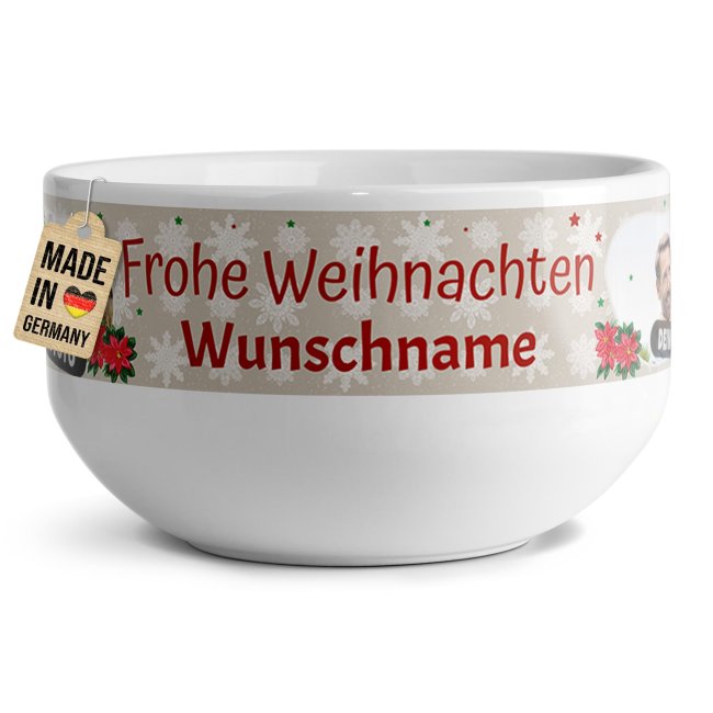 M&uuml;slisch&uuml;ssel - Frohe Weihnachten - mit Name und Foto - 500 ml