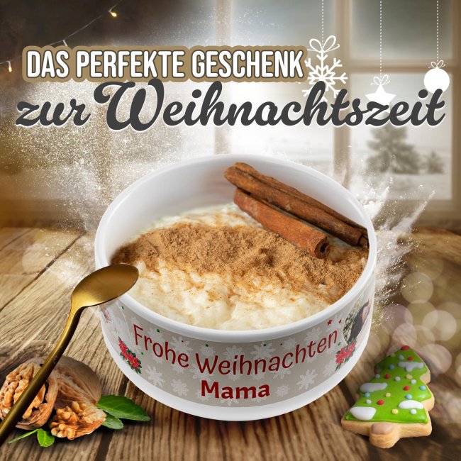 M&uuml;slisch&uuml;ssel - Frohe Weihnachten - mit Name und Foto - 500 ml