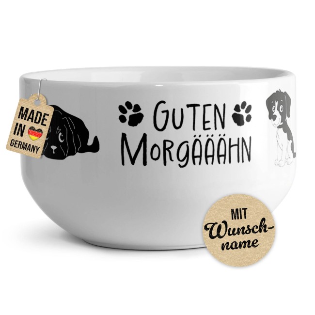 M&uuml;slisch&uuml;ssel - Hund Guten Morg&auml;&auml;&auml;hn - mit Name - 500 ml