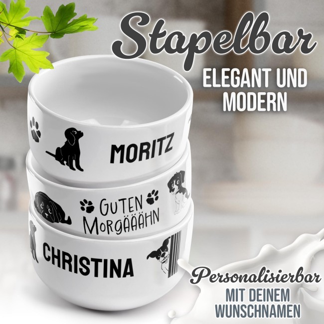 M&uuml;slisch&uuml;ssel - Hund Guten Morg&auml;&auml;&auml;hn - mit Name - 500 ml