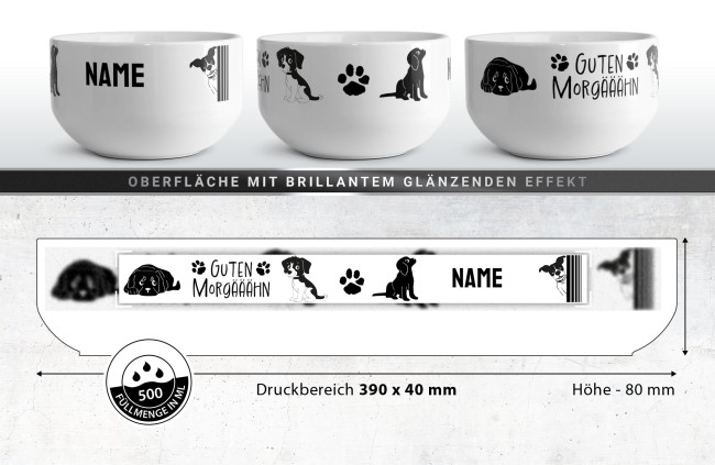 M&uuml;slisch&uuml;ssel - Hund Guten Morg&auml;&auml;&auml;hn - mit Name - 500 ml