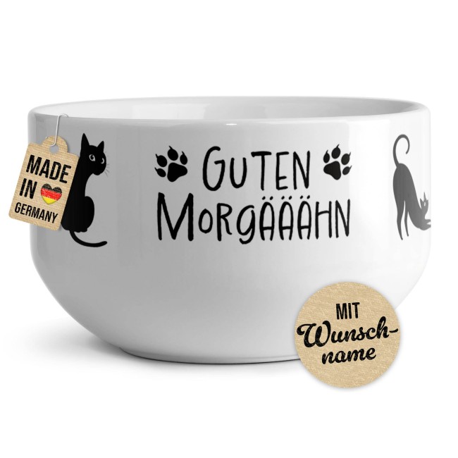 M&uuml;slisch&uuml;ssel - Katze Guten Morg&auml;&auml;&auml;hn - mit Name - 500 ml