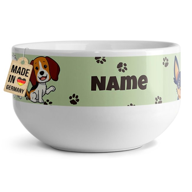 Kinder-M&uuml;slisch&uuml;ssel - Hund Comic - mit Name - 500 ml