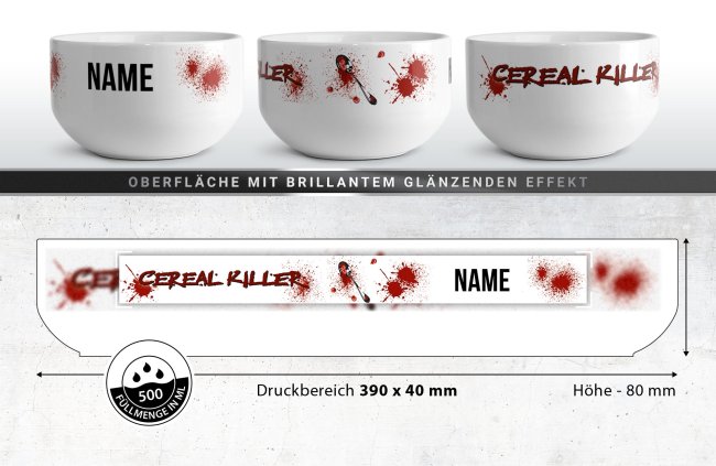 M&uuml;slisch&uuml;ssel - Cereal Killer - mit Name - 500 ml