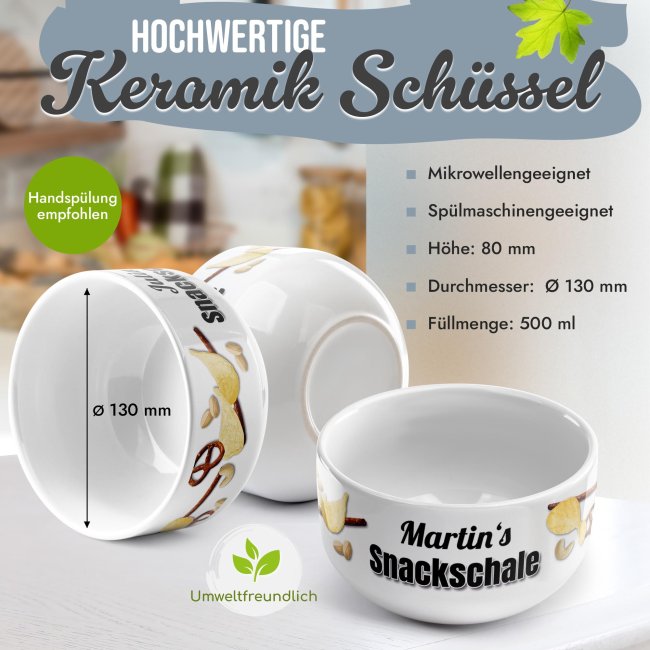 M&uuml;slisch&uuml;ssel - Snackschale salzig - mit Name - 500 ml