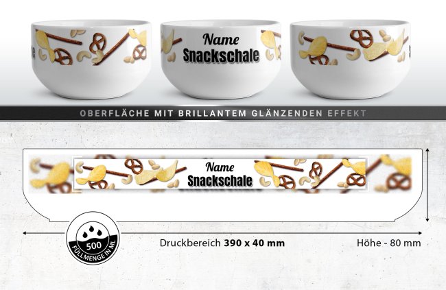 M&uuml;slisch&uuml;ssel - Snackschale salzig - mit Name - 500 ml