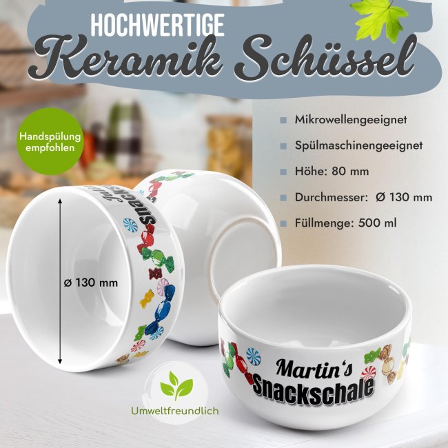 M&uuml;slisch&uuml;ssel - Snackschale s&uuml;&szlig; - mit Name - 500 ml