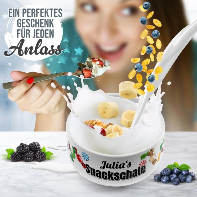 M&uuml;slisch&uuml;ssel - Snackschale s&uuml;&szlig; - mit Name - 500 ml