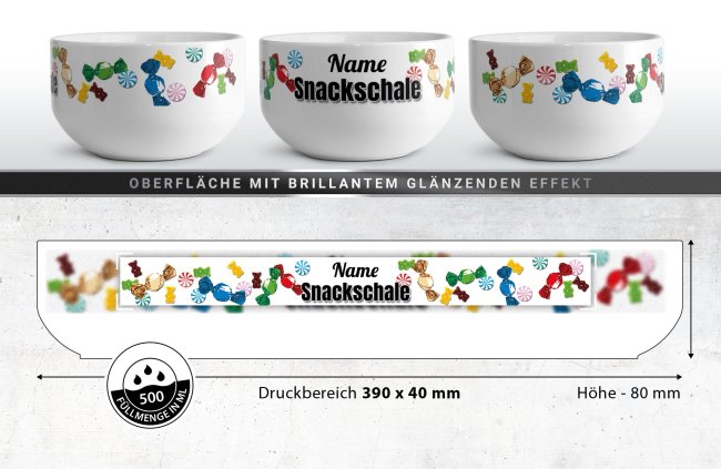 M&uuml;slisch&uuml;ssel - Snackschale s&uuml;&szlig; - mit Name - 500 ml