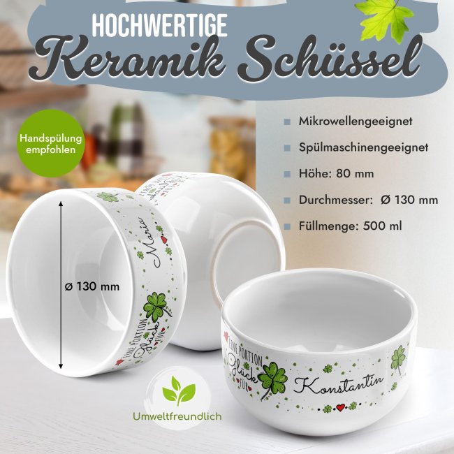 M&uuml;slisch&uuml;ssel - Eine Portion Gl&uuml;ck - mit Name - 500 ml