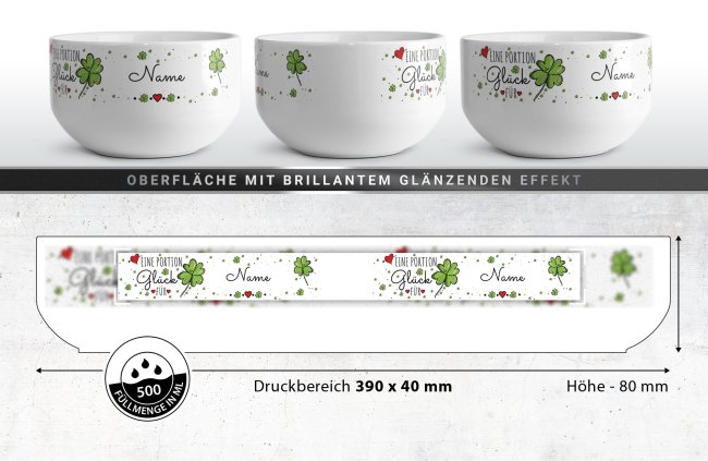 M&uuml;slisch&uuml;ssel - Eine Portion Gl&uuml;ck - mit Name - 500 ml