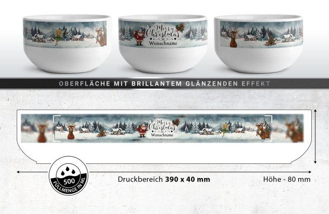 M&uuml;slischl&uuml;ssel - Weihnachten Oldschool - mit Name - 500 ml