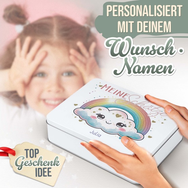 Kinder-Geschenkdose - Meine Sch&auml;tze - mit Name - in drei Gr&ouml;&szlig;en